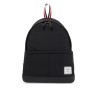 black multipocket backpack in polyester and leather with adjustable straps