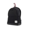 black multipocket backpack in polyester and leather with adjustable straps