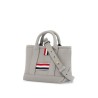 light gray leather micro tool tote bag with tricolor stripes