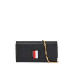 black calfskin chain wallet with rwb detail