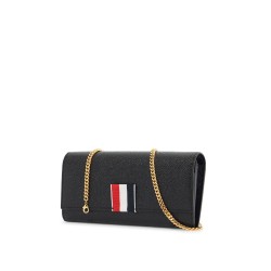 black calfskin chain wallet with rwb detail