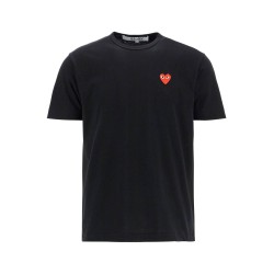 t-shirt unisex in cotone nero con logo cuore rosso