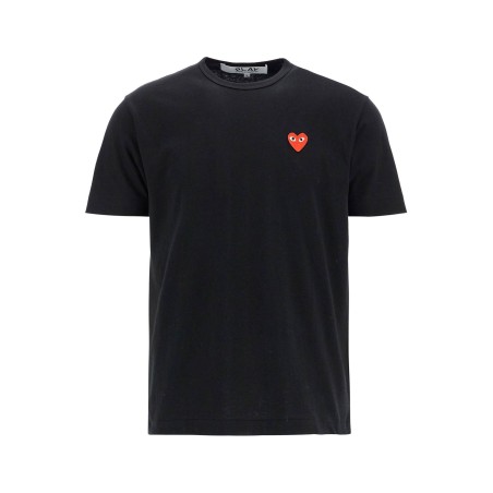 t-shirt unisex in cotone nero con logo cuore rosso