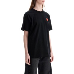 t-shirt unisex in cotone nero con logo cuore rosso