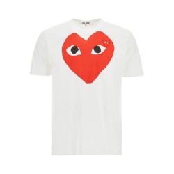 t-shirt cotone bianco con cuore rosso unisex