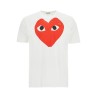 t-shirt cotone bianco con cuore rosso unisex