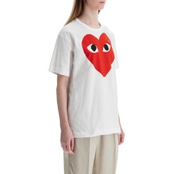 t-shirt cotone bianco con cuore rosso unisex