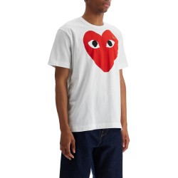 t-shirt cotone bianco con cuore rosso unisex