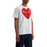 t-shirt cotone bianco con cuore rosso unisex