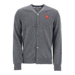 cardigan unisex in lana grigio con logo cuore