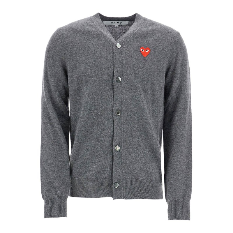 cardigan unisex in lana grigio con logo cuore