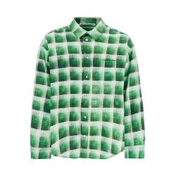 green checkered cotton flannel shirt