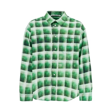 green checkered cotton flannel shirt