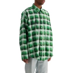 green checkered cotton flannel shirt