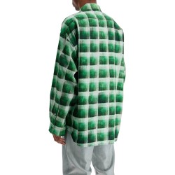 green checkered cotton flannel shirt