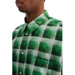 green checkered cotton flannel shirt