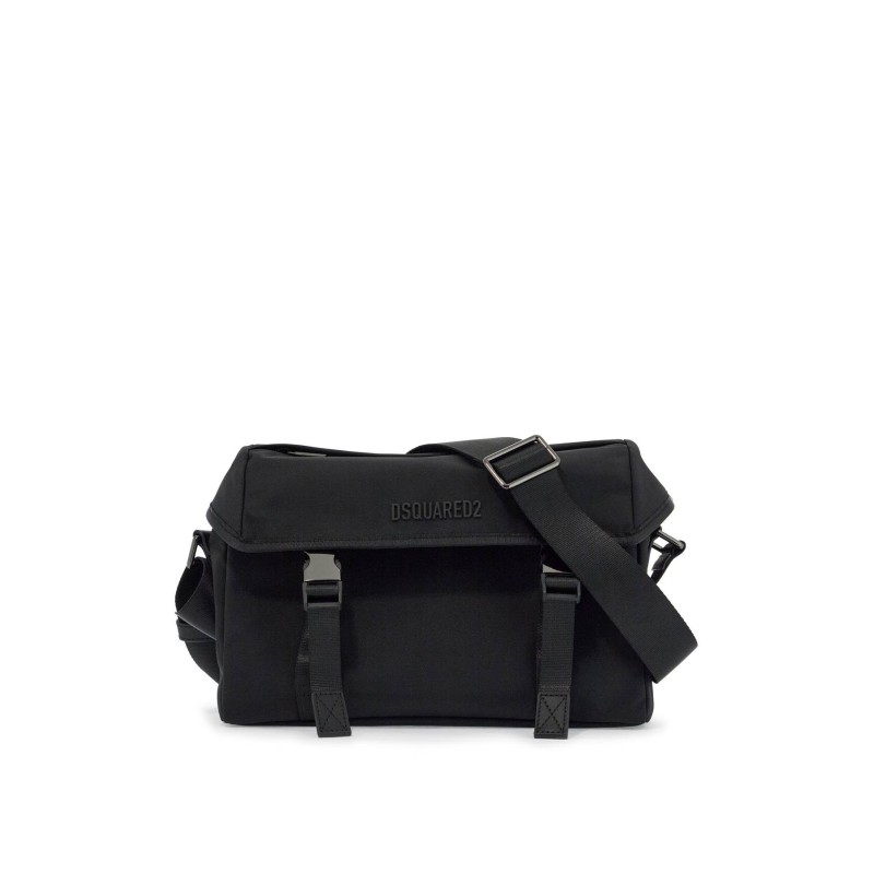 black shoulder bag in polyamide with spacious compartment