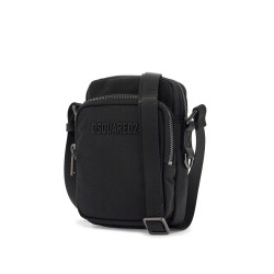 black minimalist crossbody bag in polyamide