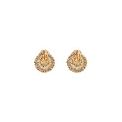 gold shell earrings with crystals