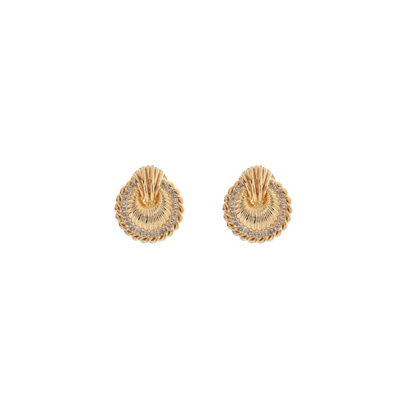 gold shell earrings with crystals