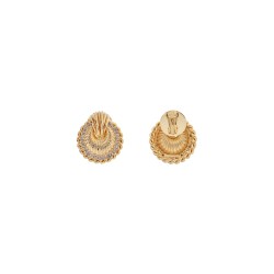 gold shell earrings with crystals