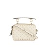 ivory quilted leather crossbody bag with studs