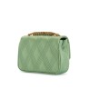 small quilted green silk shoulder bag with chain