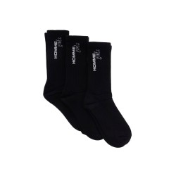 black medium cotton socks pack of 3 with embroidered logo