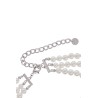 white adjustable choker necklace with bow, pearls, and rhinestones