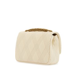 small shoulder bag in leather with golden chain butter white