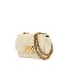 small shoulder bag in leather with golden chain butter white