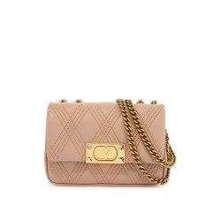 small shoulder bag in cinnamon pink with diamond pattern