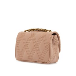 small shoulder bag in cinnamon pink with diamond pattern