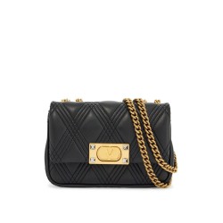 small black quilted shoulder bag with gold chain