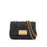 small black quilted shoulder bag with gold chain