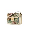 multicolored floral shoulder bag in butter white leather