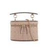 cylindrical vanity bag in powder leather with diamond pattern