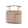 cylindrical vanity bag in powder leather with diamond pattern