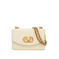 borsa a spalla in pelle butter white con tracolla catena