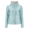 short puffer jacket in ice blue nylon with metal buttons