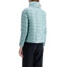 short puffer jacket in ice blue nylon with metal buttons