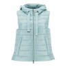 light blue quilted nylon gilet with hood