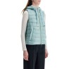 light blue quilted nylon gilet with hood