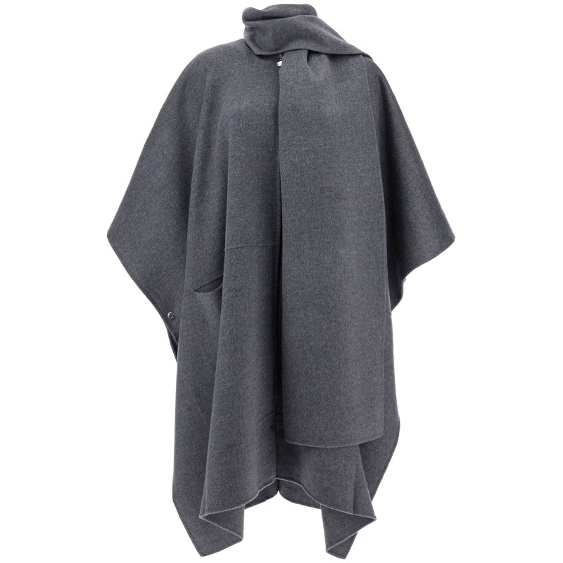 gray mélange wool coat with doublé scarf sleeveless