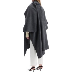 gray mélange wool coat with doublé scarf sleeveless