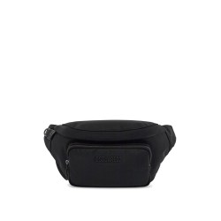 black waist bag in polyamide with adjustable shoulder strap