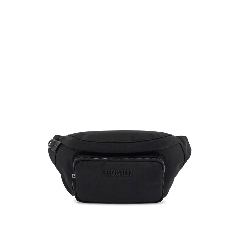 black waist bag in polyamide with adjustable shoulder strap