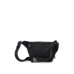 black waist bag in polyamide with adjustable shoulder strap