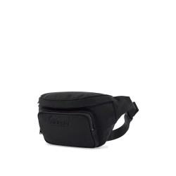 black waist bag in polyamide with adjustable shoulder strap