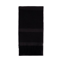 charcoal grey monogram jacquard wool scarf